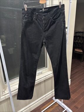 7 For All Mankind Men's Black Straight Jeans